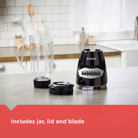 Black+Decker Crush Master blender measuring lid doubles as a 1-ounce cup.