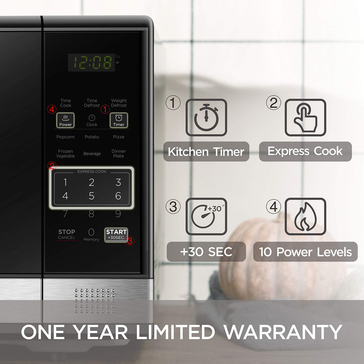 Child safety lock feature helps keep households safe in busy kitchens.