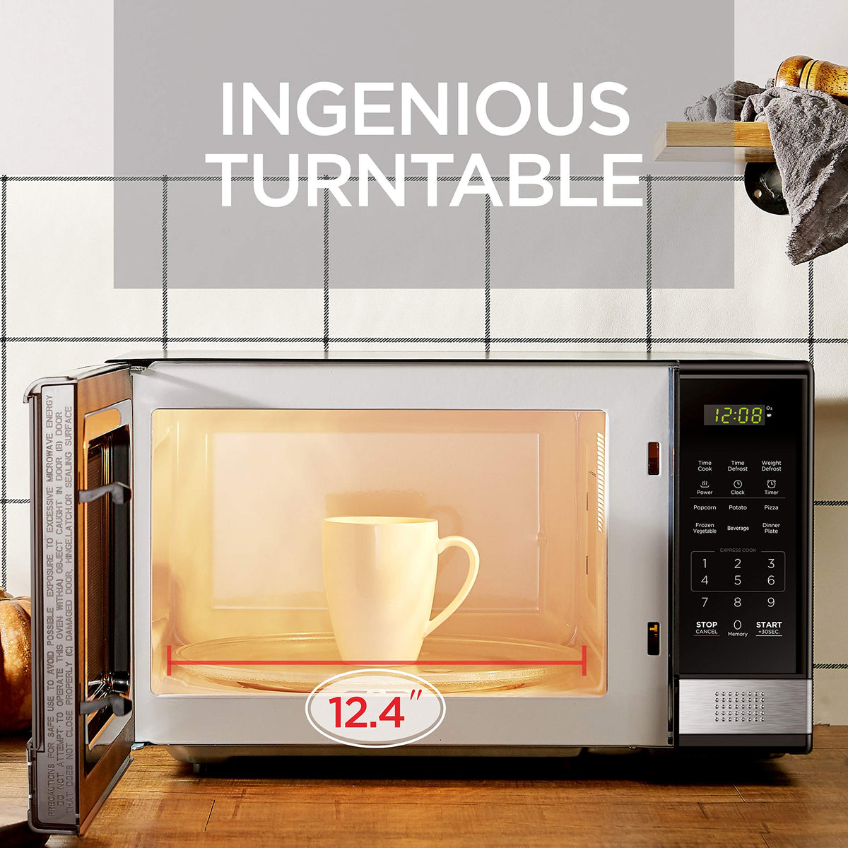 Interior light helps monitor reheating and defrosting without guesswork.