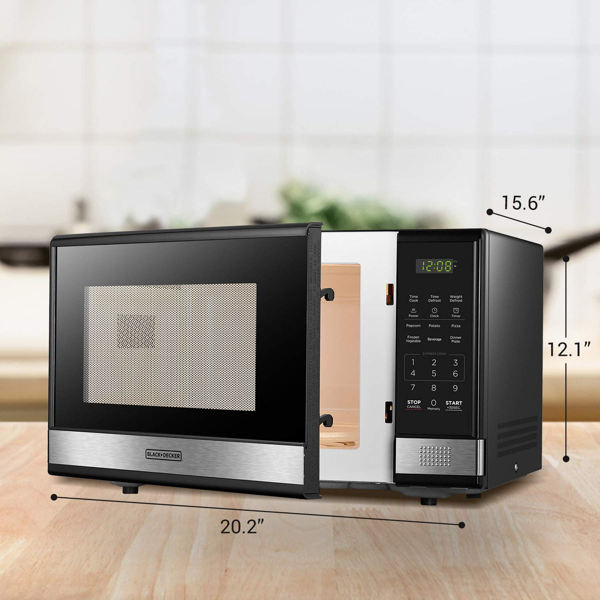 Removable 12.4-inch glass turntable enables easy cleaning and flexible meal sizes.