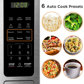 BLACK+DECKER EM036AB14 control panel enables precise 1000W reheating and defrosting
