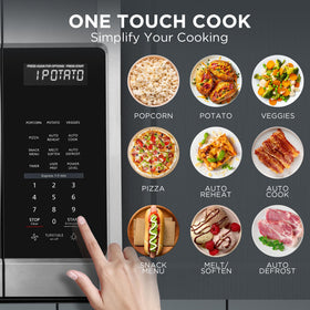 BLACK+DECKER EM044KB19 control panel close up for easy one touch cooking