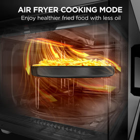 BLACK+DECKER ES9P032NA microwave control panel illustrating 5-in-1 versatility at a glance
