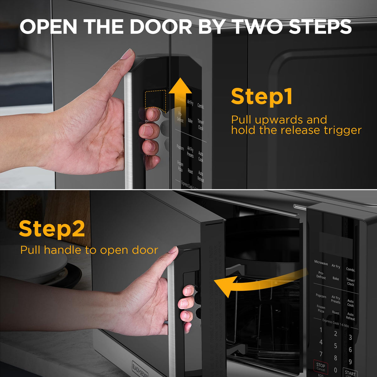 BLACK+DECKER ES9P032NA microwave countertop setup supports quick beverages and reheats