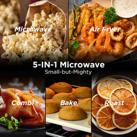 BLACK+DECKER ES9P032NA microwave door closed showing space-saving countertop design for busy kitchens