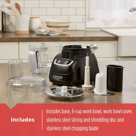 BLACK+DECKER FP1600B dishwasher-safe parts simplify post-meal cleanup.