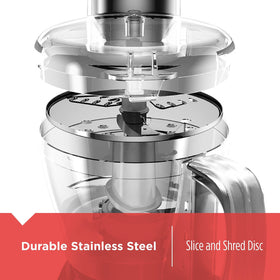 BLACK+DECKER FP1600B reversible slicing disc creates uniform slices.