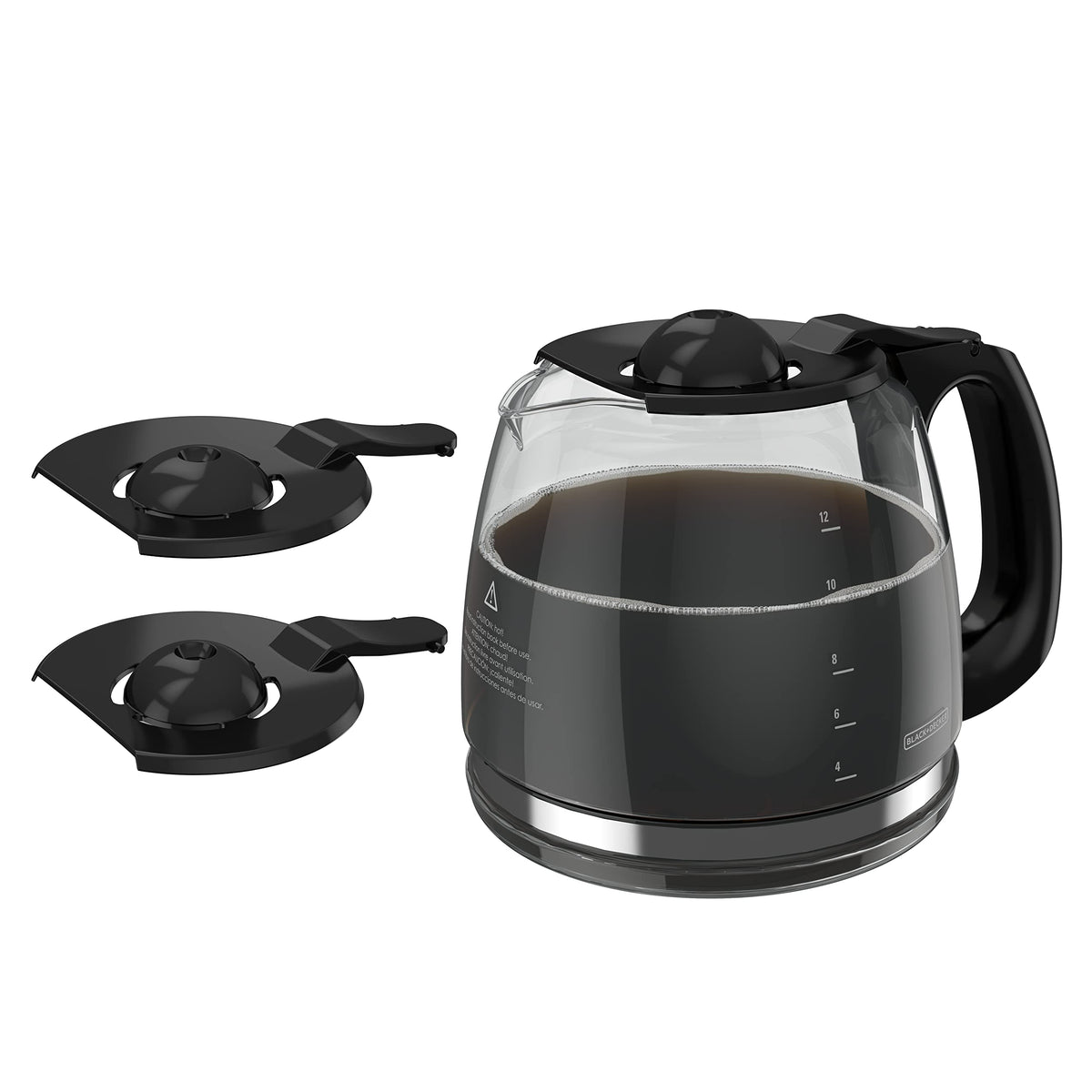 BLACK+DECKER 12-cup carafe with black handle and easy-clean design