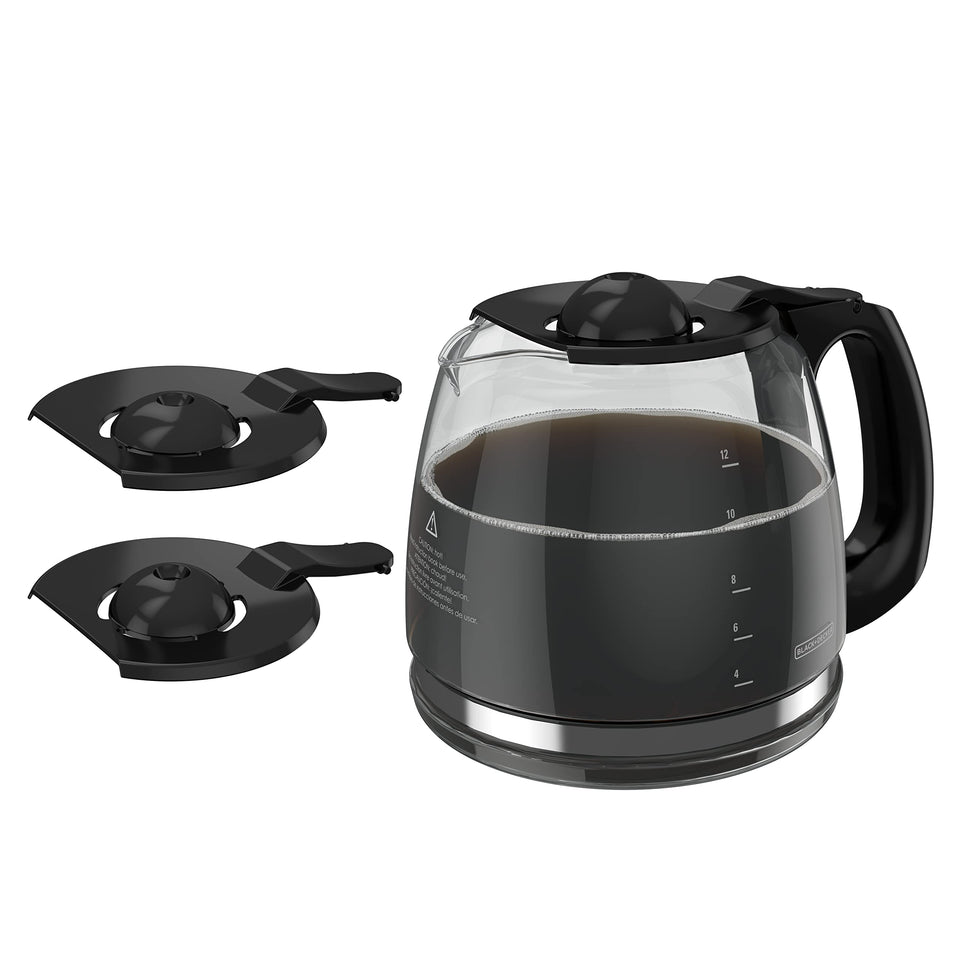 BLACK+DECKER 12-cup carafe with black handle and easy-clean design