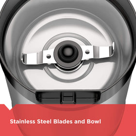 BLACK+DECKER grinder lid-lock safety feature in use