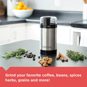BLACK+DECKER grinder blades in action with beans and spices