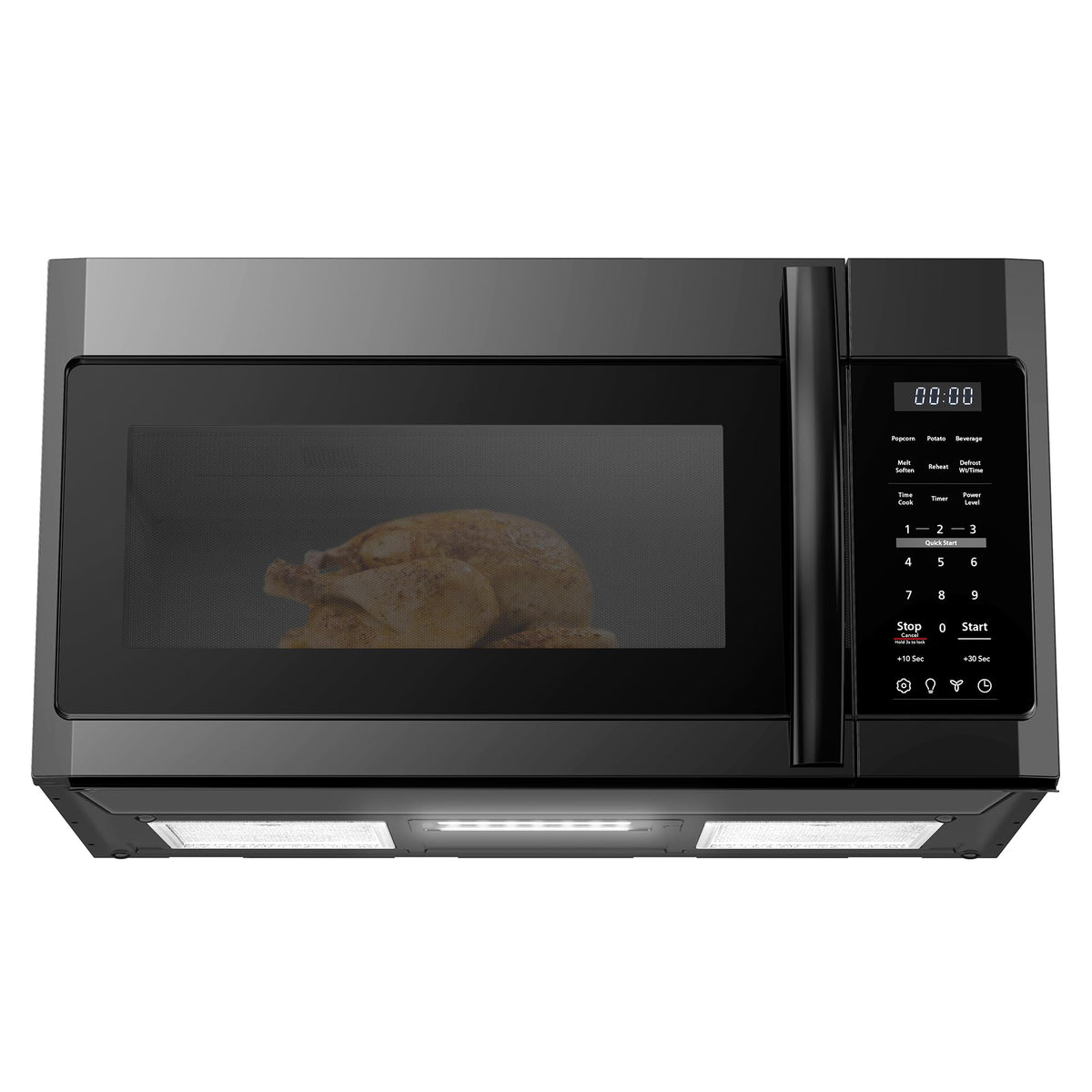 BLACK+DECKER OTR microwave front view shows a compact, modern design for busy kitchens.
