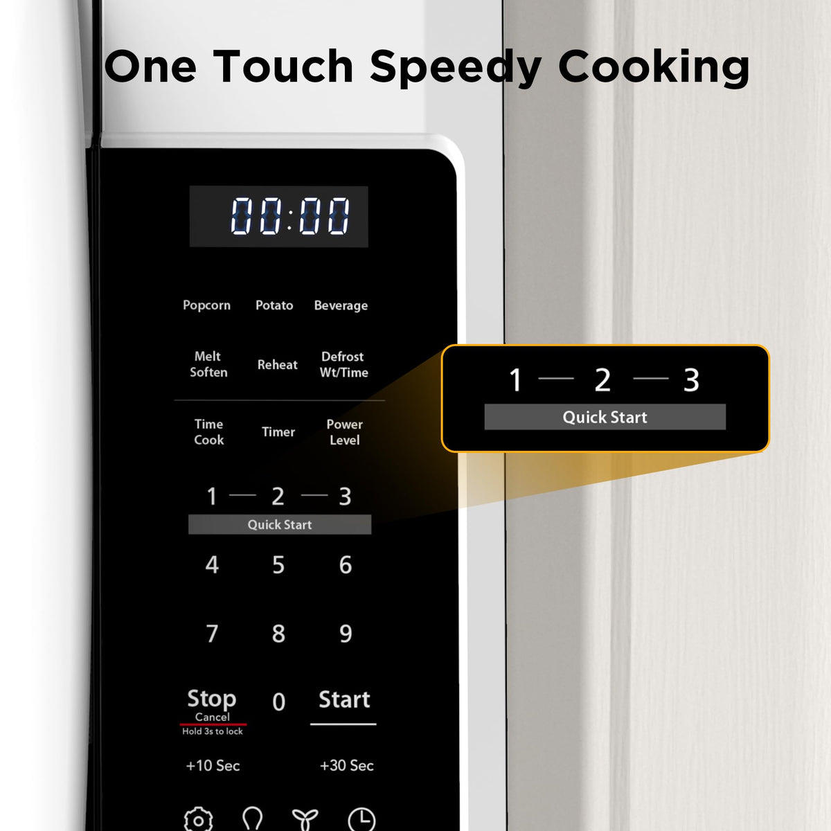 BLACK+DECKER control panel highlighting easy one-touch presets for quick meals.