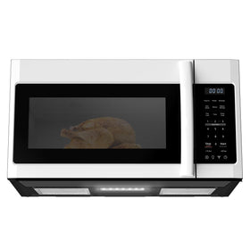 BLACK+DECKER over-the-range microwave front view with spacious interior for large dishes.