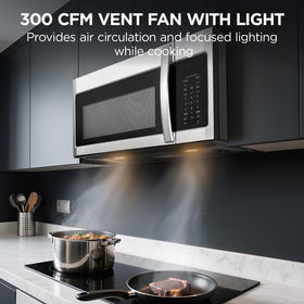 BLACK+DECKER 300 CFM vent and built-in light aid cooking.