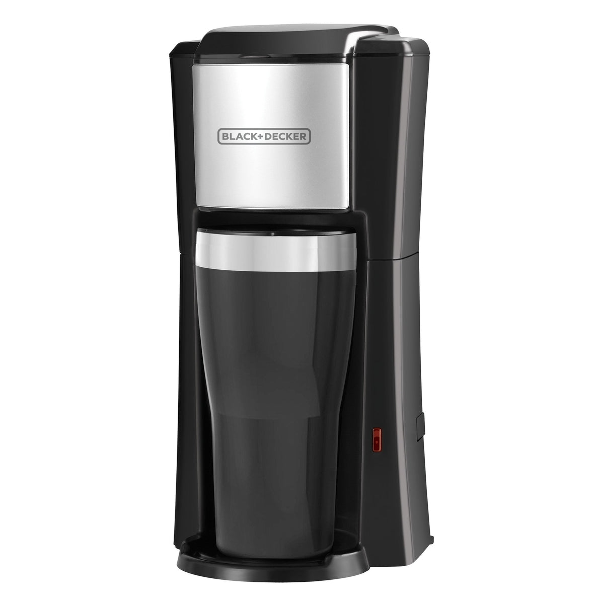 BLACK+DECKER personal coffeemaker on a countertop ready for a quick single-serve cup