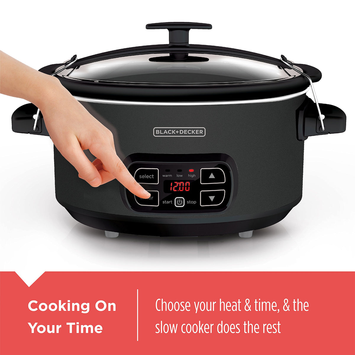 BLACK+DECKER chalkboard surface with included chalk for easy recipe notes