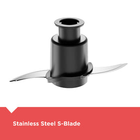 Black+Decker stainless-steel S-blade delivers fast, consistent chopping.