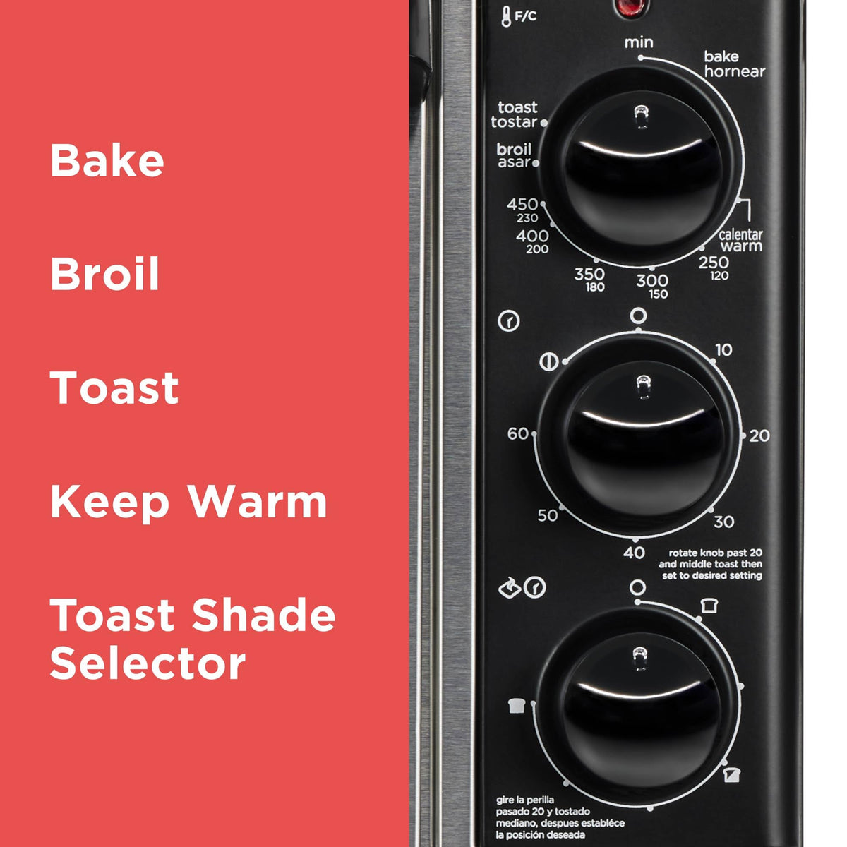 BLACK+DECKER TO3250XSBD broiler-pan insert enables easy high-heat cooking.