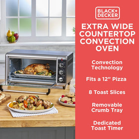 BLACK+DECKER TO3250XSBD removable crumb tray simplifies cleanup after baking.