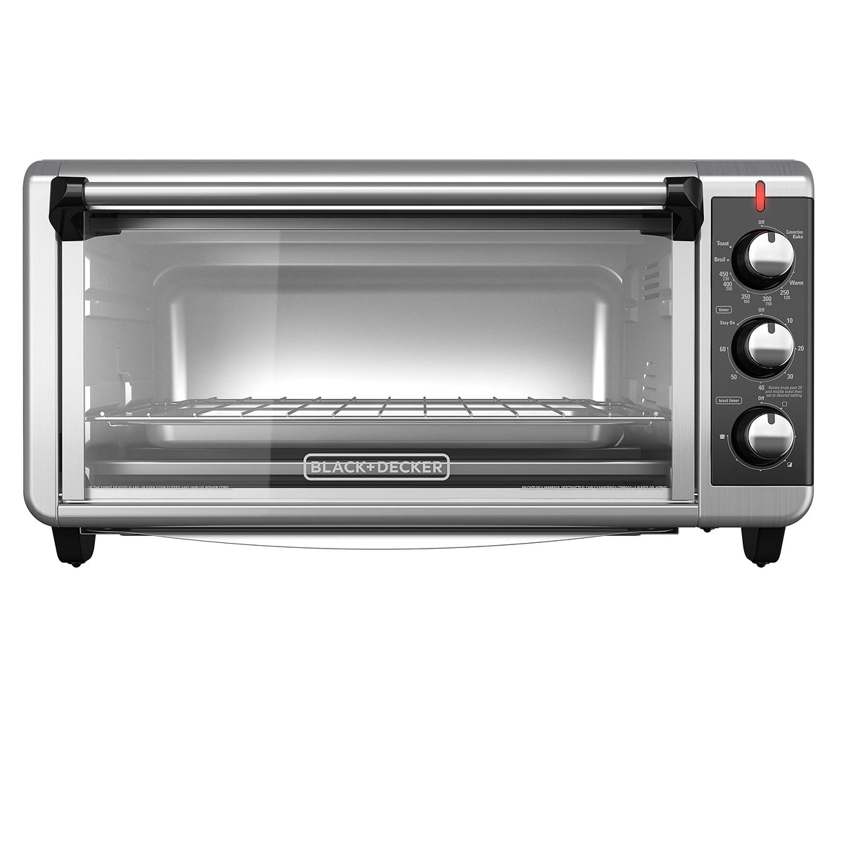 BLACK+DECKER TO3250XSBD exterior stainless finish for a sleek kitchen look.