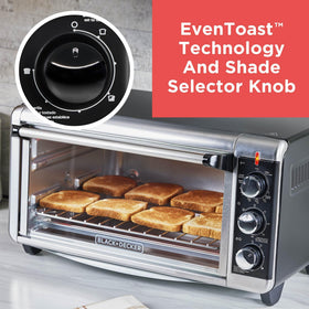 BLACK+DECKER TO3250XSBD wide interior highlights large eight-slice capacity for family meals.