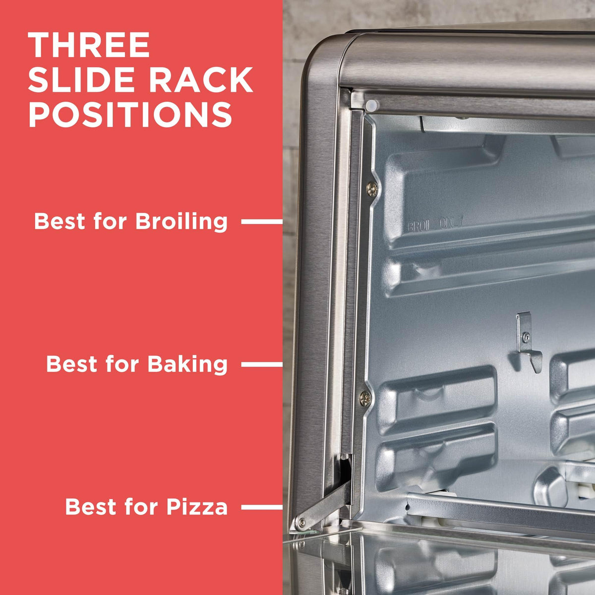 BLACK+DECKER TO3250XSBD dedicated toast timer helps achieve consistent shade.