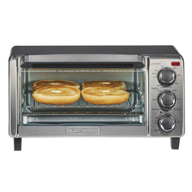 BLACK+DECKER TO1313SBD front view highlighting compact stainless steel design for space-saving kitchens.