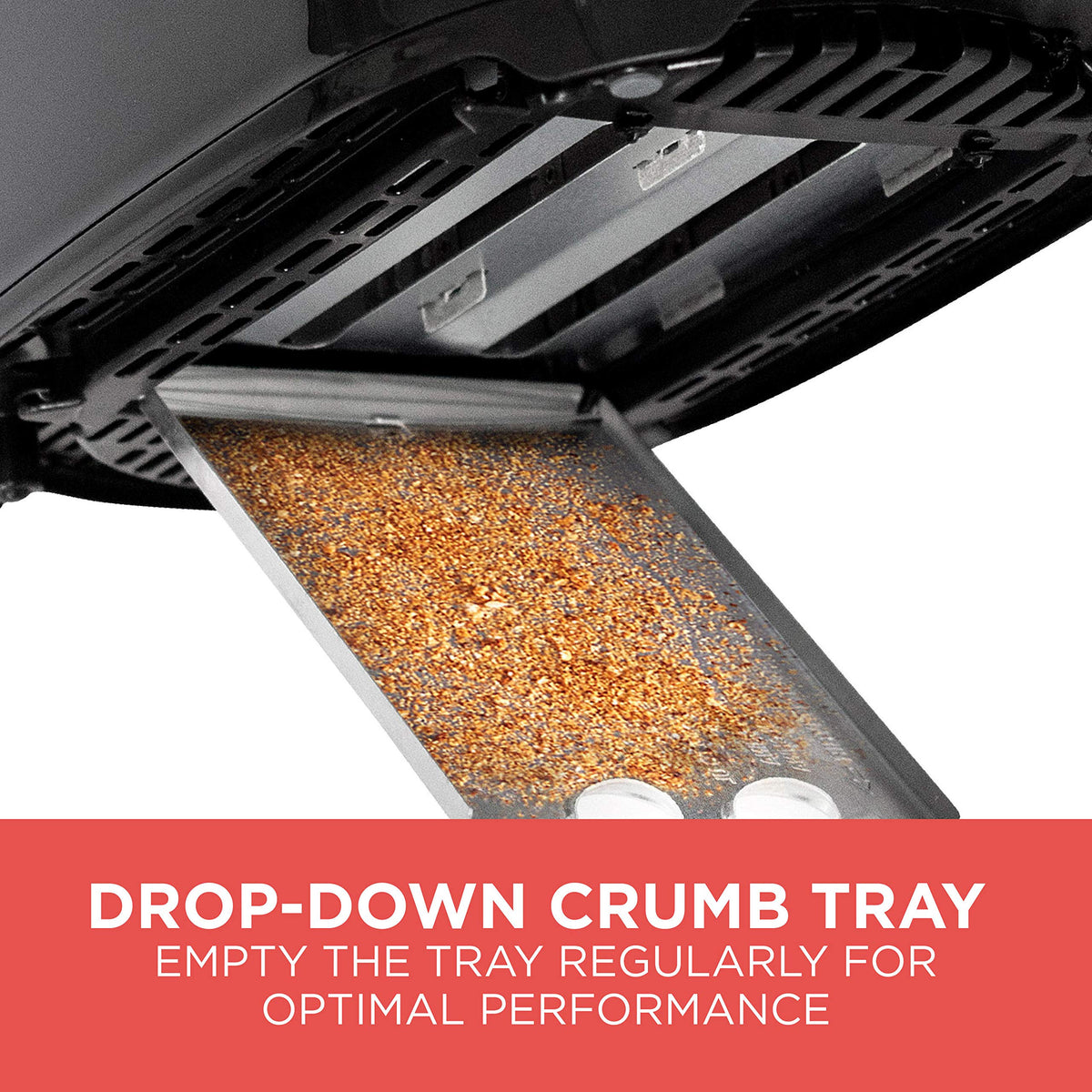 BLACK+DECKER TR1278BD removable crumb tray keeps counters clean.