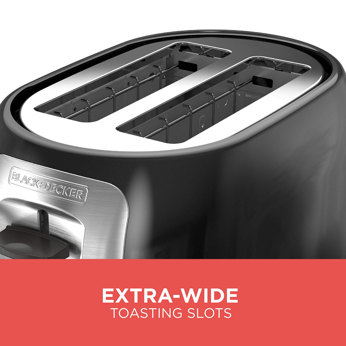 BLACK+DECKER TR1278BD lever lifts toast for safe removal.
