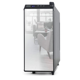 BLACK+DECKER wine fridge front view with mirrored door protects wine from UV light
