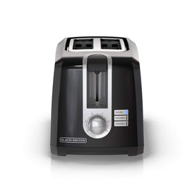 BLACK+DECKER 2-Slice Toaster with extra-wide slots for bagels and thick bread.