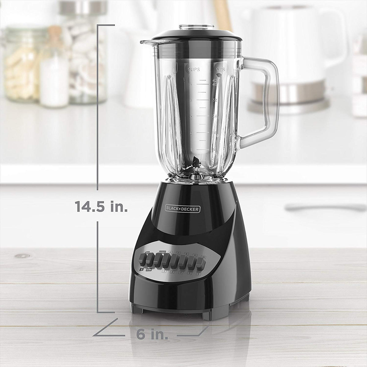 BLACK+DECKER blender control panel showing 12-speed settings for versatile blending.