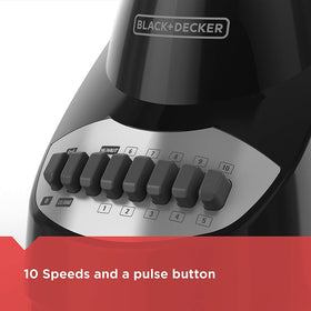 BLACK+DECKER pour-spout enables easy, spill-free serving of smoothies and soups.
