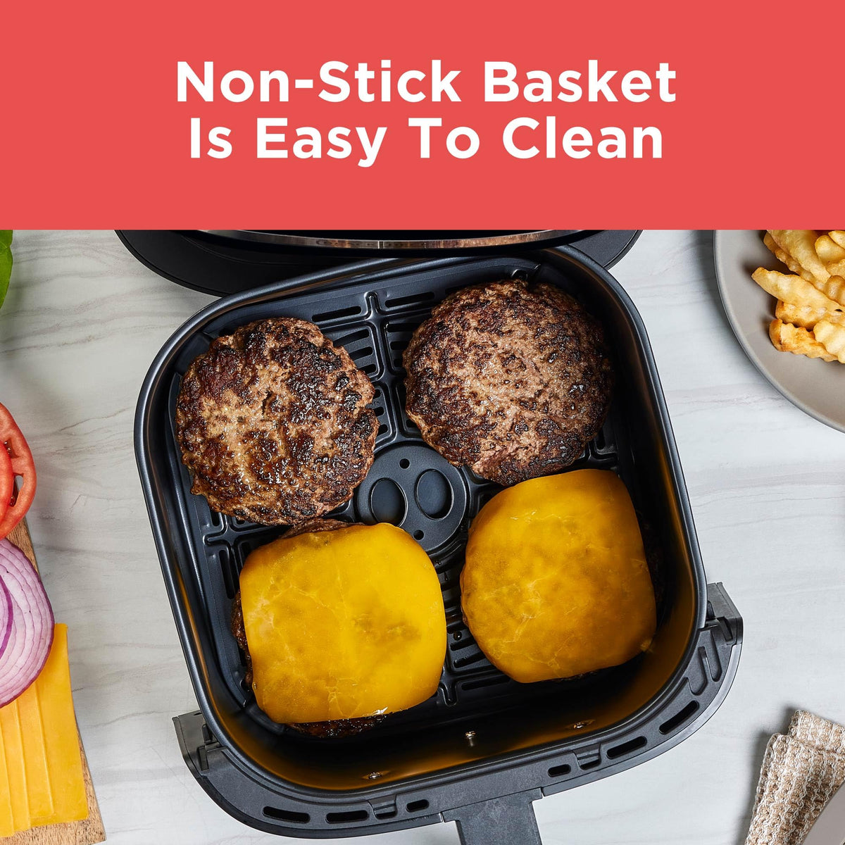 BLACK+DECKER Purifry 6QT air fryer auto shut-off ensures safe cooking.