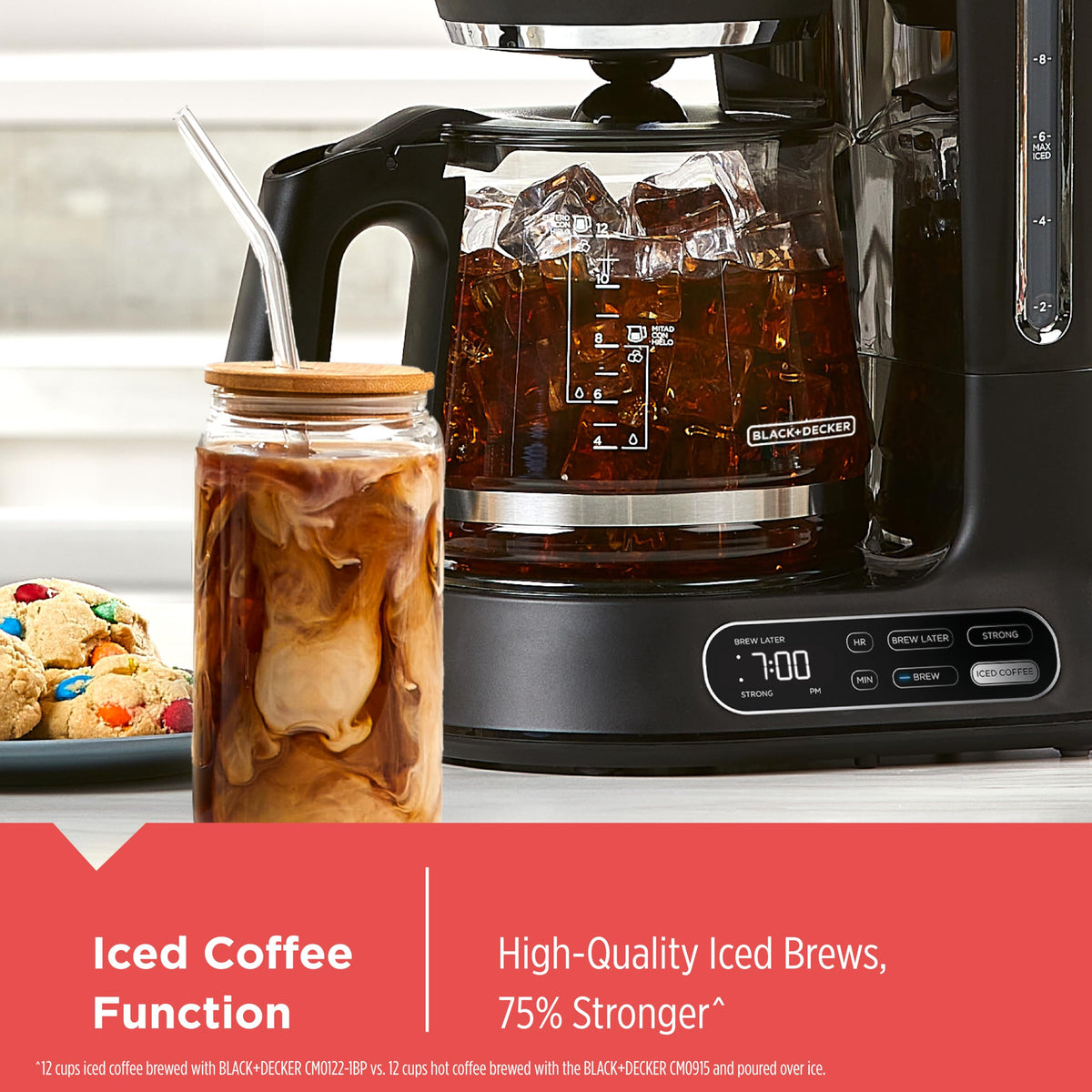 BLACK+DECKER Split Brew iced brew focus highlights rich flavor preservation.