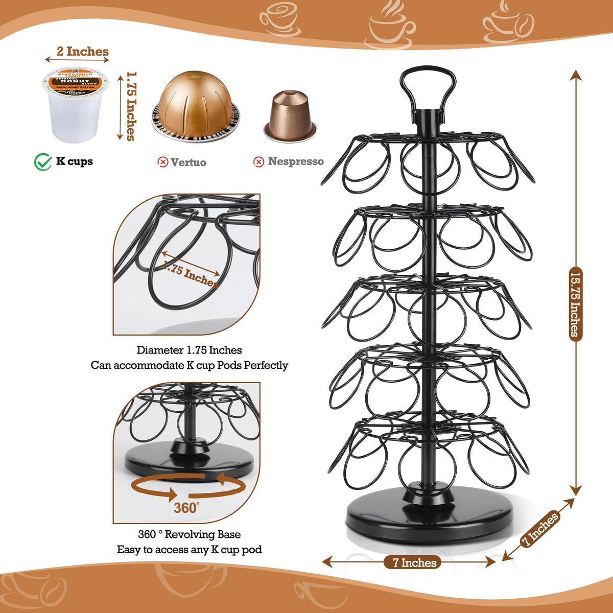 BLACKSMITH FAMILY 40-pod carousel side view demonstrates compact space-saving footprint