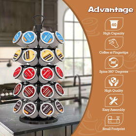 BLACKSMITH FAMILY 40-pod carousel top view highlighting smooth rotating base for quick flavor selection