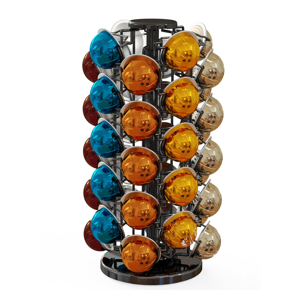 BLACKSMITH FAMILY coffee pods holder, 360-degree rotating base for quick access.