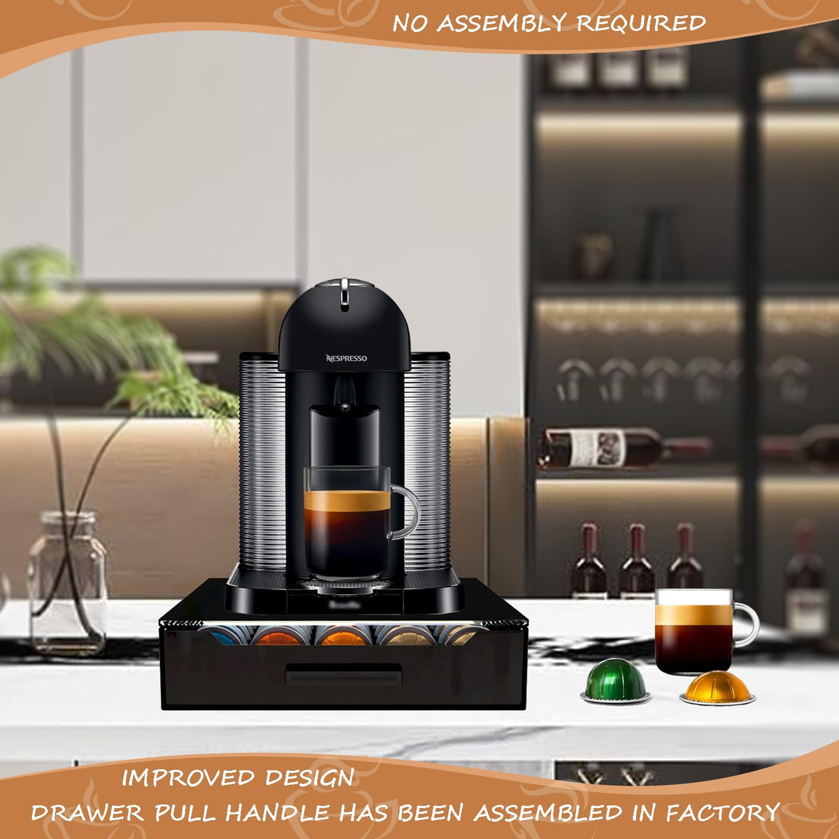 BLACKSMITH FAMILY Nespresso Vertuo compatible pod storage for countertops