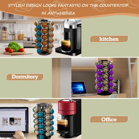 BLACKSMITH FAMILY pod carousel near coffee machine for easy reach.