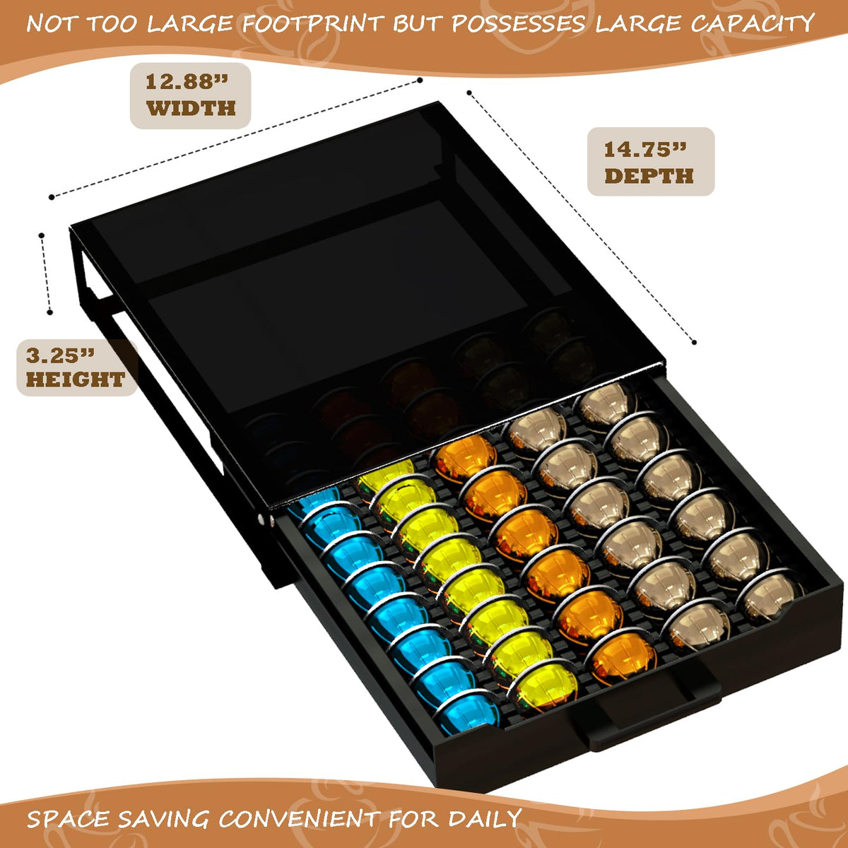 BLACKSMITH FAMILY Vertuo Pod Holder compact design fits 12.88 inch width by 14.75 inch depth