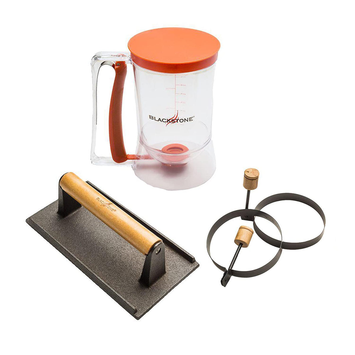 BLACKSTONE 1543 batter dispenser pour helps neat batter deposits on the griddle
