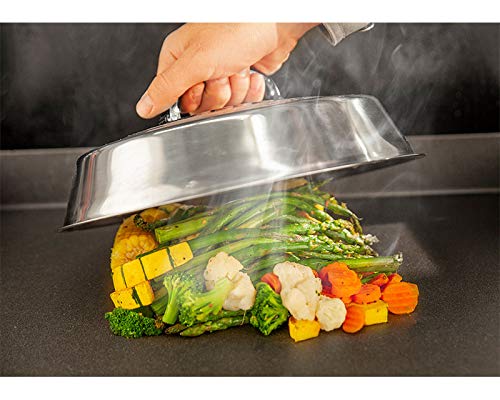 BLACKSTONE 1780 stainless steel basting cover helps even steam for veggies