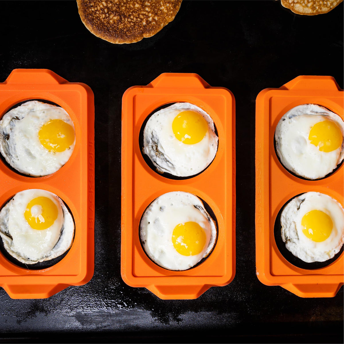 BLACKSTONE 5600 egg rings help pancakes stay round and evenly cooked.