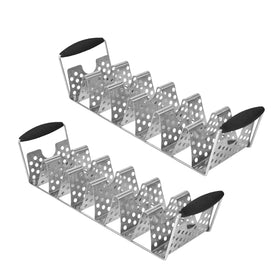 Blackstone Deluxe taco holder stand displaying six upright tacos for organized serving