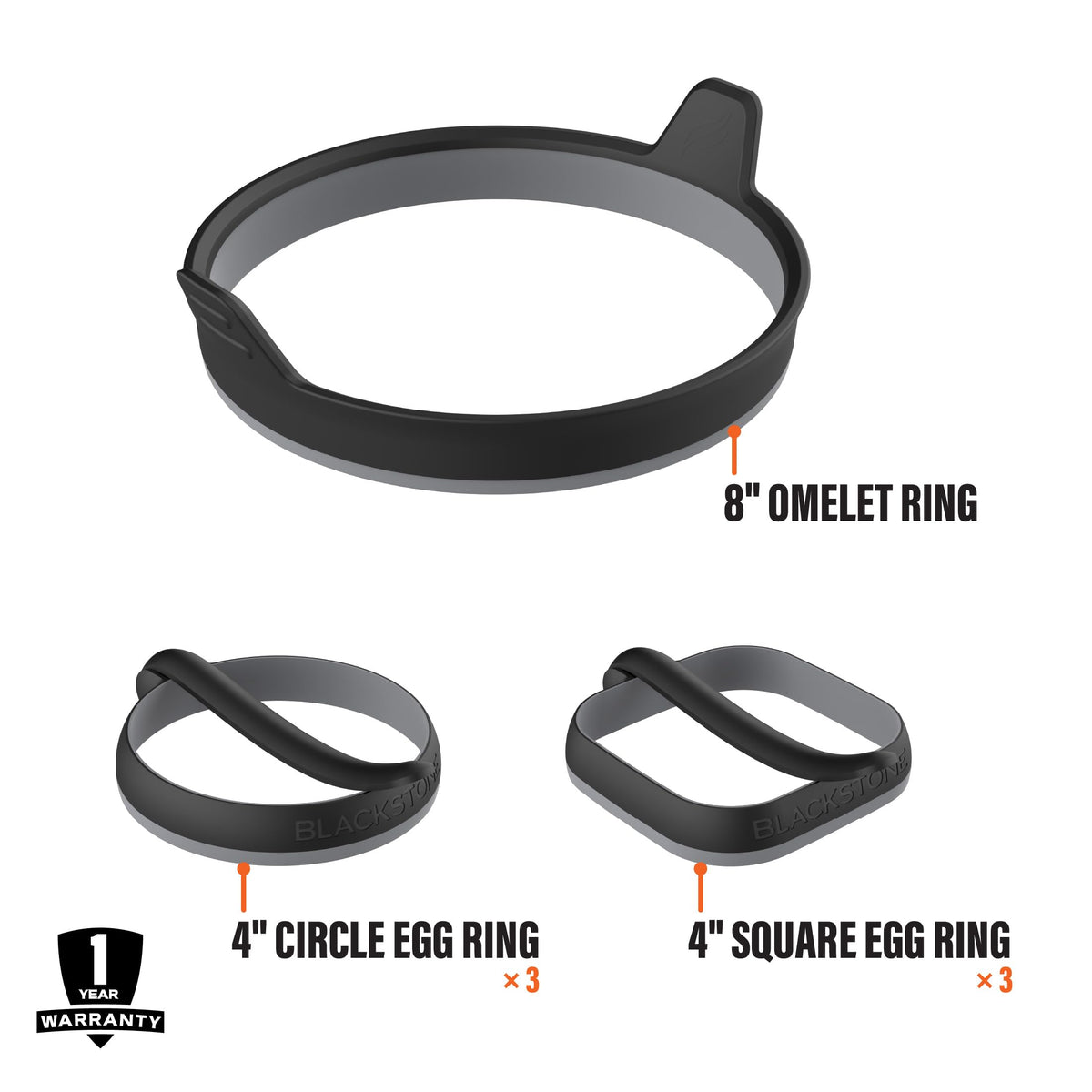 Blackstone egg ring kit with nonstick coating for easy release.