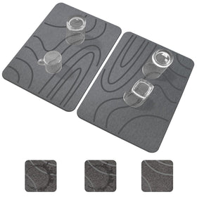 Blaithom stone drying mat front view with curved stripes, 16x12 inches.
