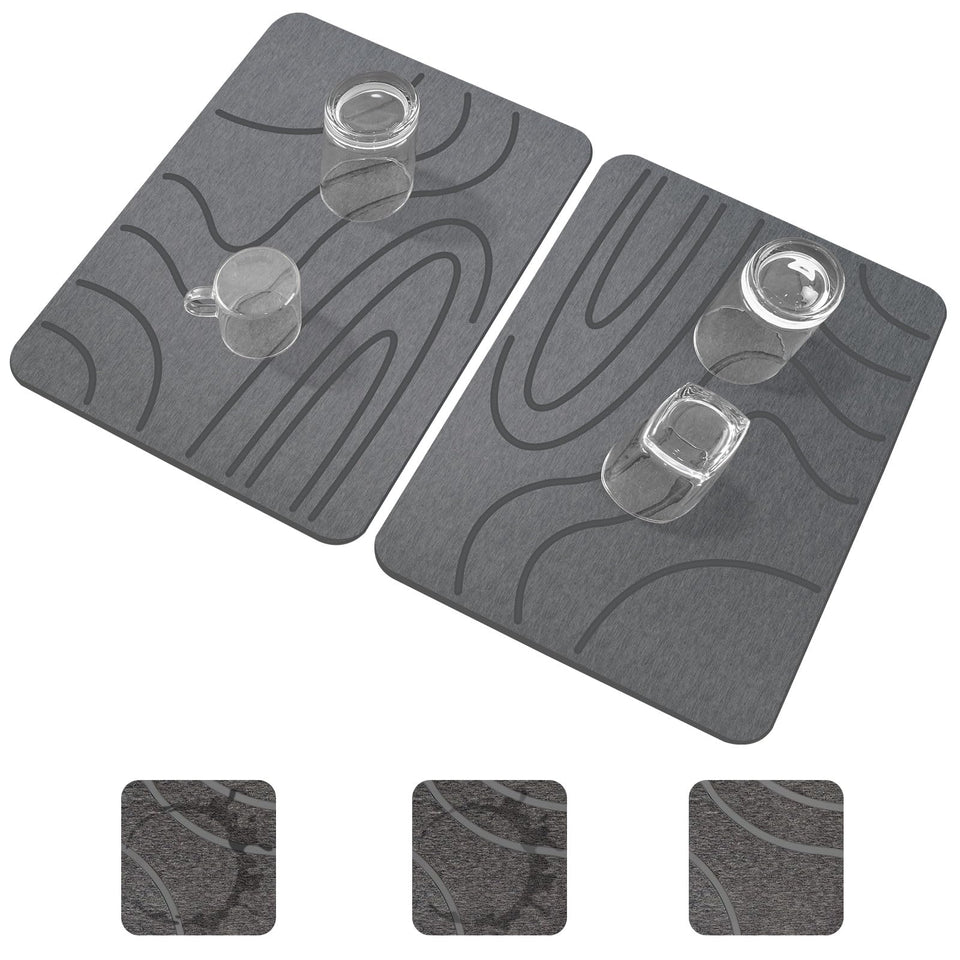 Blaithom stone drying mat front view with curved stripes, 16x12 inches.