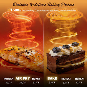 BLATOMIC 1500W heating element speeds cooking and re-crisping
